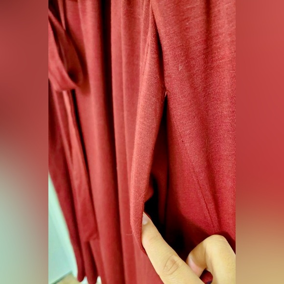 Deep Red Faux Wrap Maxi Dress- Perfect for Holidays! - Picture 3 of 4